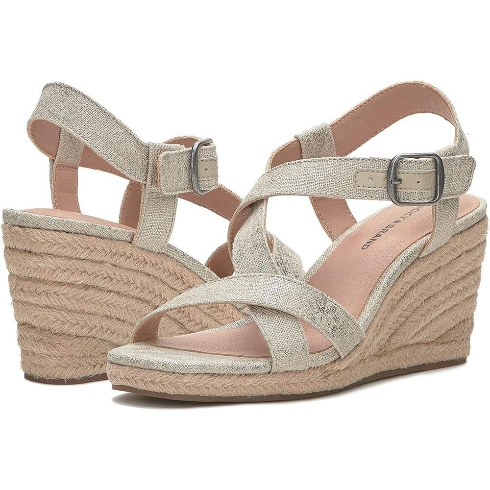 NEW Lucky Brand Mytila Espadrille Sandals Women's Size 10  M Wedge Natural Gold